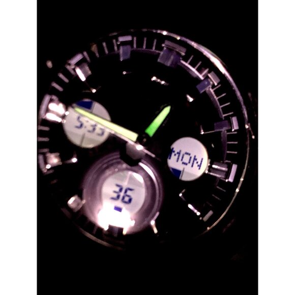 Casio Mens Watch G-Shock GAS100 Black Resin Analog Digital Tough Solar 47mm 5445 - Picture 7 of 14